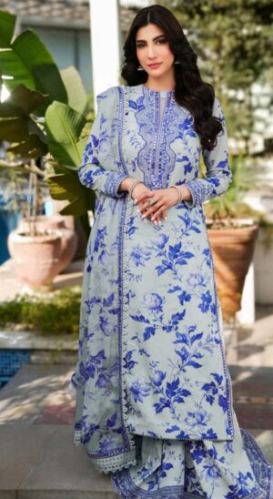 Afrozeh Printed Lawn Suit With Embroidery Patches