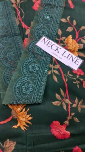 Nureh 3pc Lawn Printed Suit With Embroidered Patches