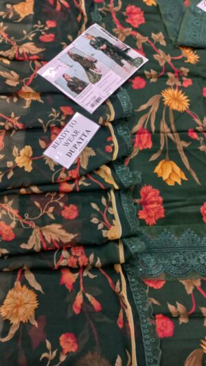 Nureh 3pc Lawn Printed Suit With Embroidered Patches