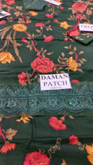 Nureh 3pc Lawn Printed Suit With Embroidered Patches