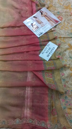 FARASHA Embroidered Neck 3pc Lawn Fabric Suit