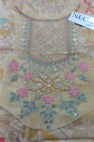 FARASHA Embroidered Neck 3pc Lawn Fabric Suit