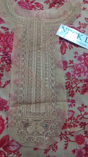 MARIA B Lawn Fabric Unstitched Suit With Embroidered Neck