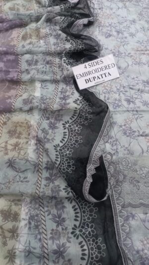 Baroque Printed Lawn 3pcs Suit Embroidered Patches