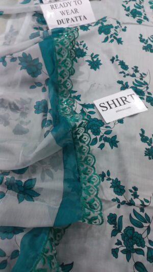 MARIA B Unstitched Lawn Fabric 3pc Suit With Embroidered Neck