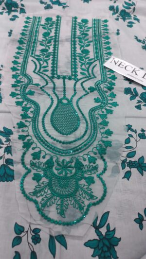 MARIA B Unstitched Lawn Fabric 3pc Suit With Embroidered Neck