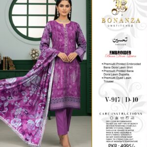 Bonanza Lawn Fabric 3pc Printed Suit Collection 2026