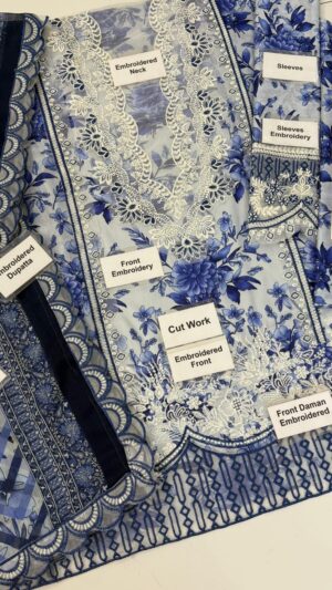 1 (1) AFROZEH Lawn & Chiffon Printed 3pc Suit With Patches