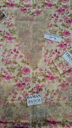 BAROQUE Lawn Printed And Embroidered Suit With Ready To Wear Dupatta