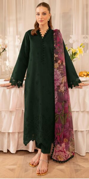 1 (5) FARASHA Lawn Boring And Multi Head Embroidery 3pc Dress