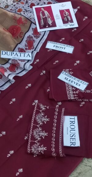 URGE Lawn Embroidered 3pc Suit With Voil Dupatta