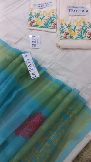 16 (2) A SLING Lawn Embroidered 3pc Suit With Embroidered Trouser