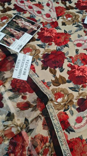 IZNIK Lawn Printed And Embroidery Patches Dress