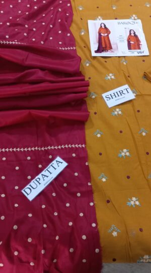 21 (1) BAROQUE Lawn Embroidered Suit With Embroidered Duptta