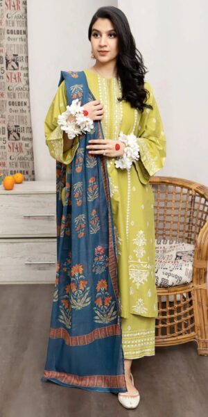22 (2) URGE Lawn Embroidered 3pc Suit With Embroidered Trouser