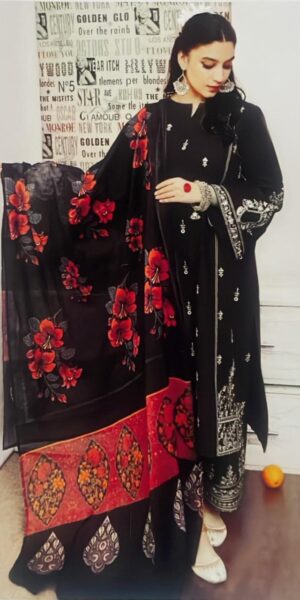 24 URGE Embroidered Lawn 3pc Suit With Voil Dupatta