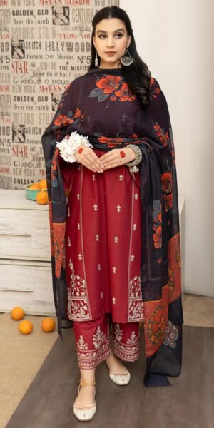 25 URGE Lawn Embroidered Suit With Embroidered Daman