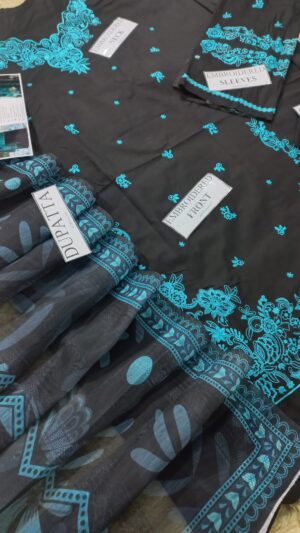 FARASHA Lawn Embroidered Suit With Voil Dupatta