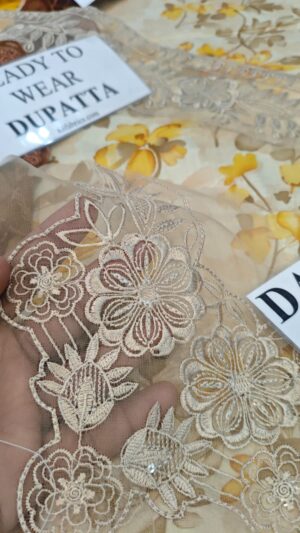 BROQUE Lawn Embroidered and Printed Dress With Embroidery Patches