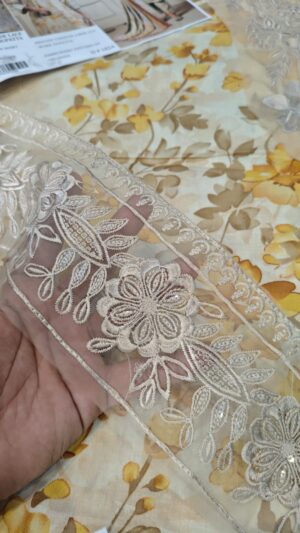 BROQUE Lawn Embroidered and Printed Dress With Embroidery Patches