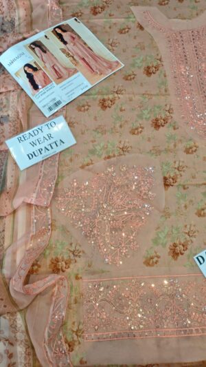 MOHAGNI Lawn Embroidered Dress With Chiffon Ready To Wear Dupatta