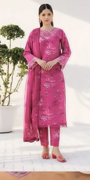 5 (3) FARASHA Lawn Printed 3pc Suit With Embroidery Patches