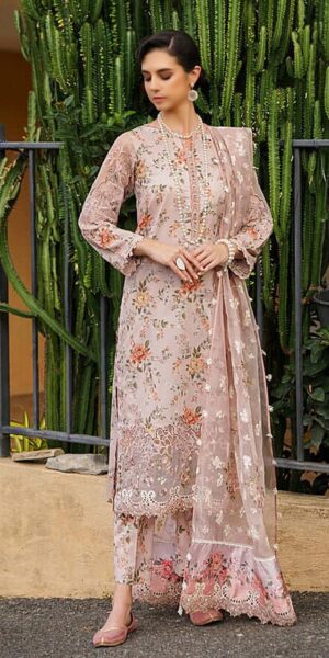 7 (5) MARIA B Lawn Embroidered and Printed 3pc Suit