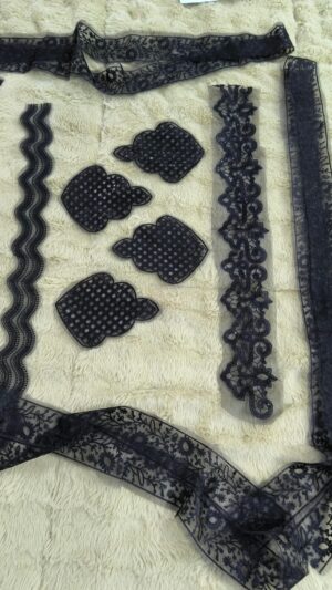 Nureh Beautiful Black Suit With Embroidery Patches