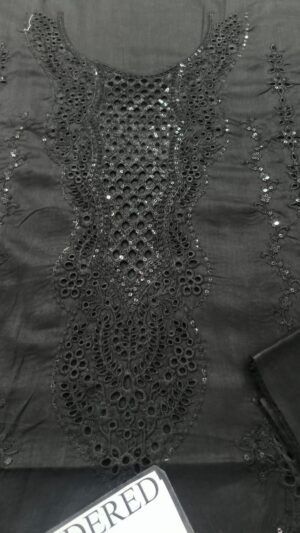 Nureh Beautiful Black Suit With Embroidery Patches