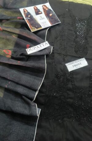 Nureh Beautiful Black Suit With Embroidery Patches