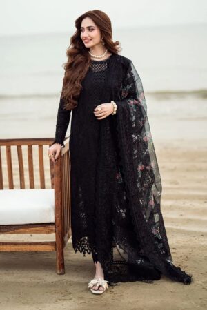 Nureh Beautiful Black Suit With Embroidery Patches