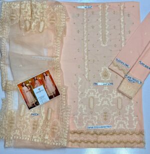 Hania Amir Lawn Heavy Embroidery Peech Suit 3pcs