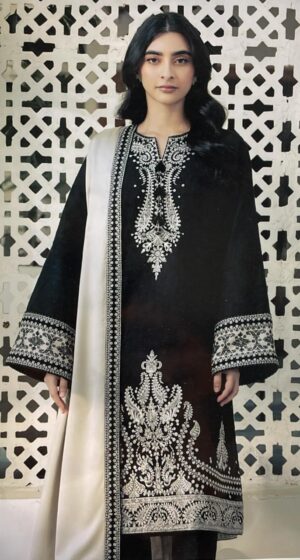JZAMIN Lawn Embroidered 3pc Suit With Embroidered Bamber Dupatta